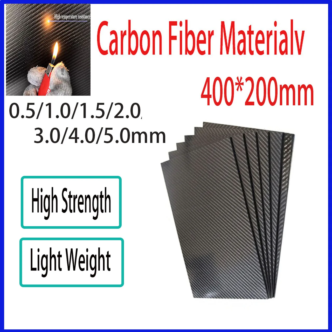 

3K Carbon Fiber Board 400x200mm Carbon Board Thick Carbon Fiber Material for RC drones/toys/various models