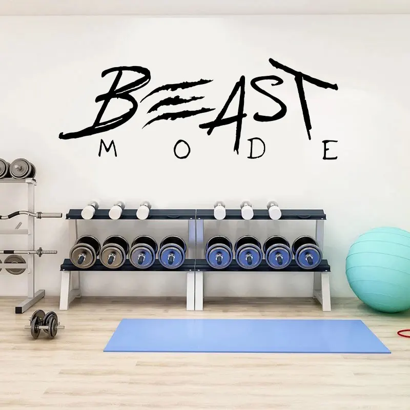 GYM Wall Decor '' BEAST MODE '' Motivational Wall Vinyl Decal for Home Gym and Fitness Center Interior Sticker Removable Z589