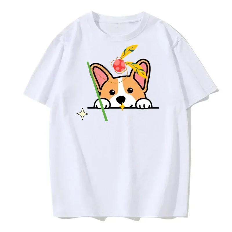 

Cute Dog Corgi Graphic Print Summer Casual Daily Versatile Women's Comfortable T Shirts Personality Autumn and winter innerwear