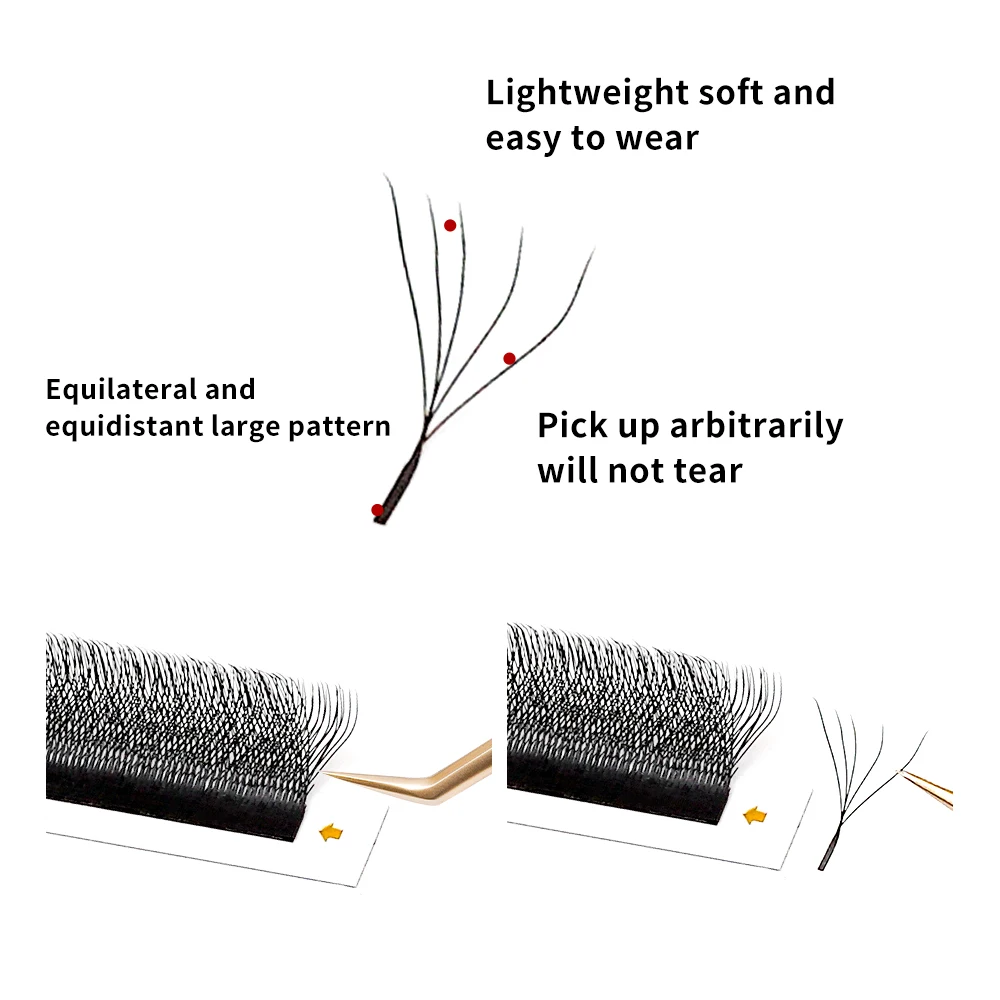 LAIYANUO-extensiones de pestañas con forma de floración automática, abanicos prefabricados, luz suave Natural, alto Idividual, 5D W