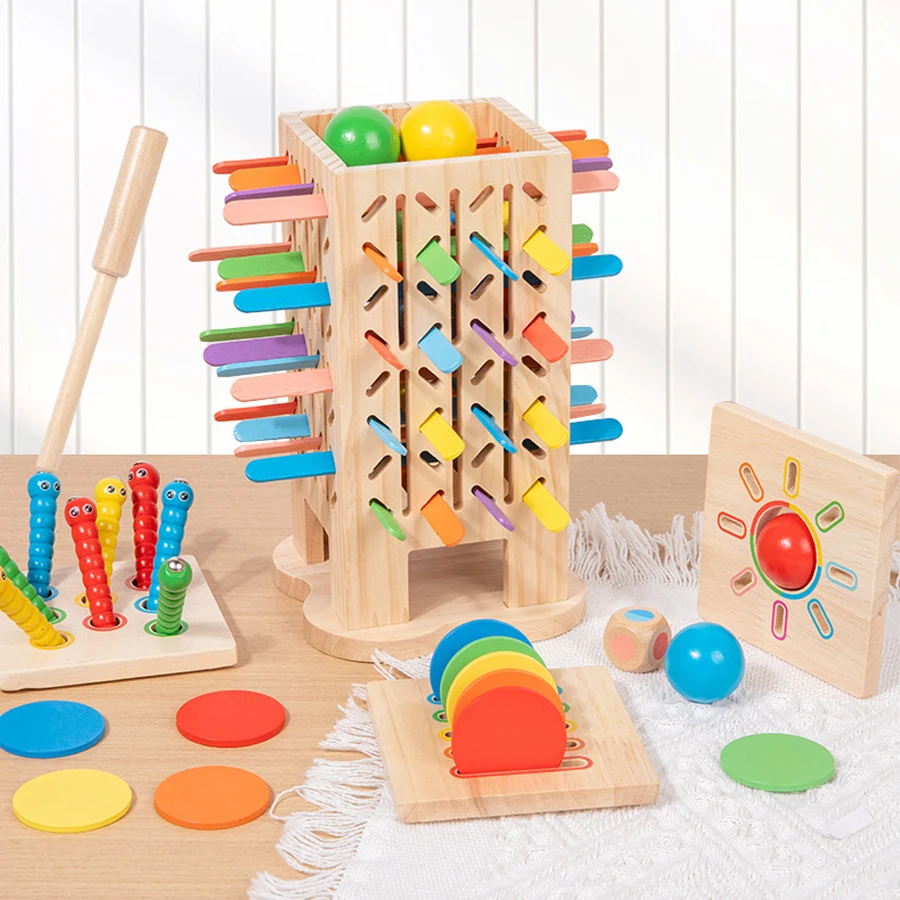 Juego Montessori, palo de madera, torre de juguete, formas de colores, juguete de clasificación, desarrollo de habilidades motoras, palo, juguete de matemáticas para contar para niños