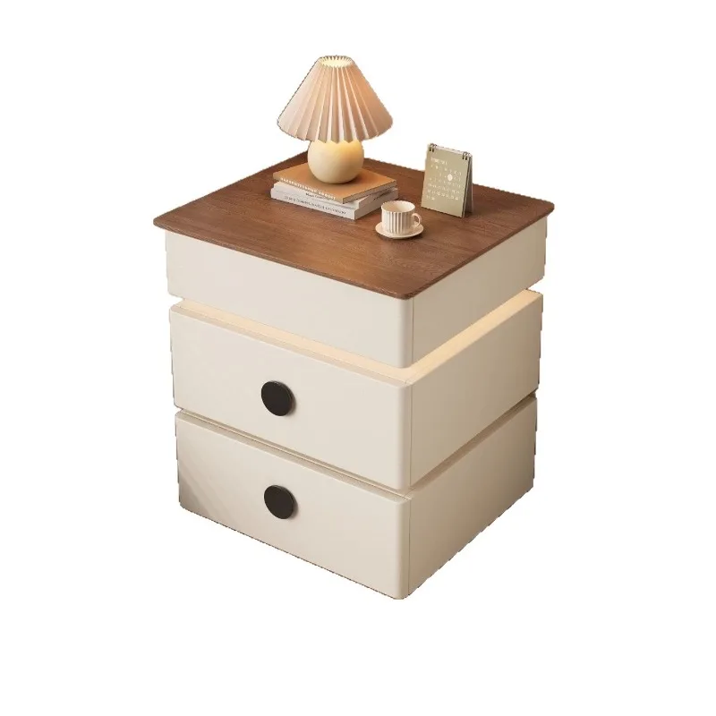 Removable bedside table with wheel flip cover turning makeup mirror integrated seat with wheel bedside table bay window storage