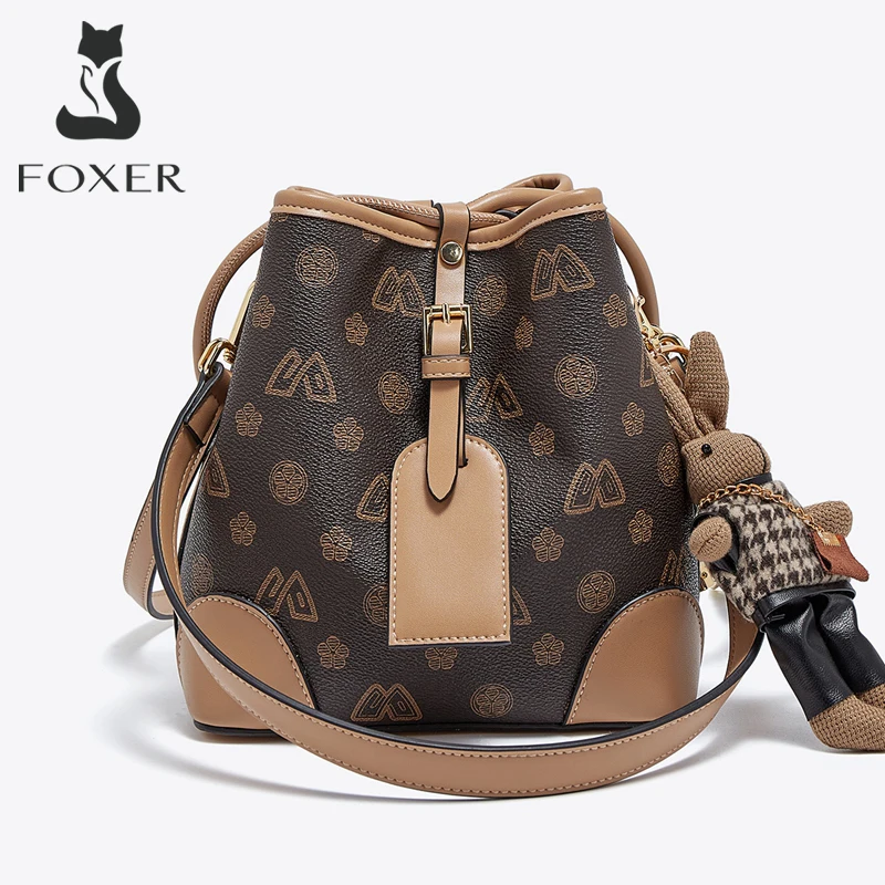 

FOXER Women Small Fashion Crossbody Bag Bucket Shoulder Handbag Purse for Lady Gift for Wife Girlfriend