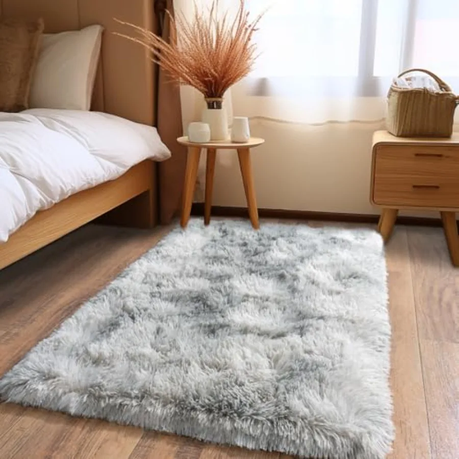 Fluffy Small Rug for Bedroom 2x3 Feet Shag Soft Area Rug Modern Plush Carpet Furry Cute Bedside Rug for Girls Boys Room Nursery view 2
