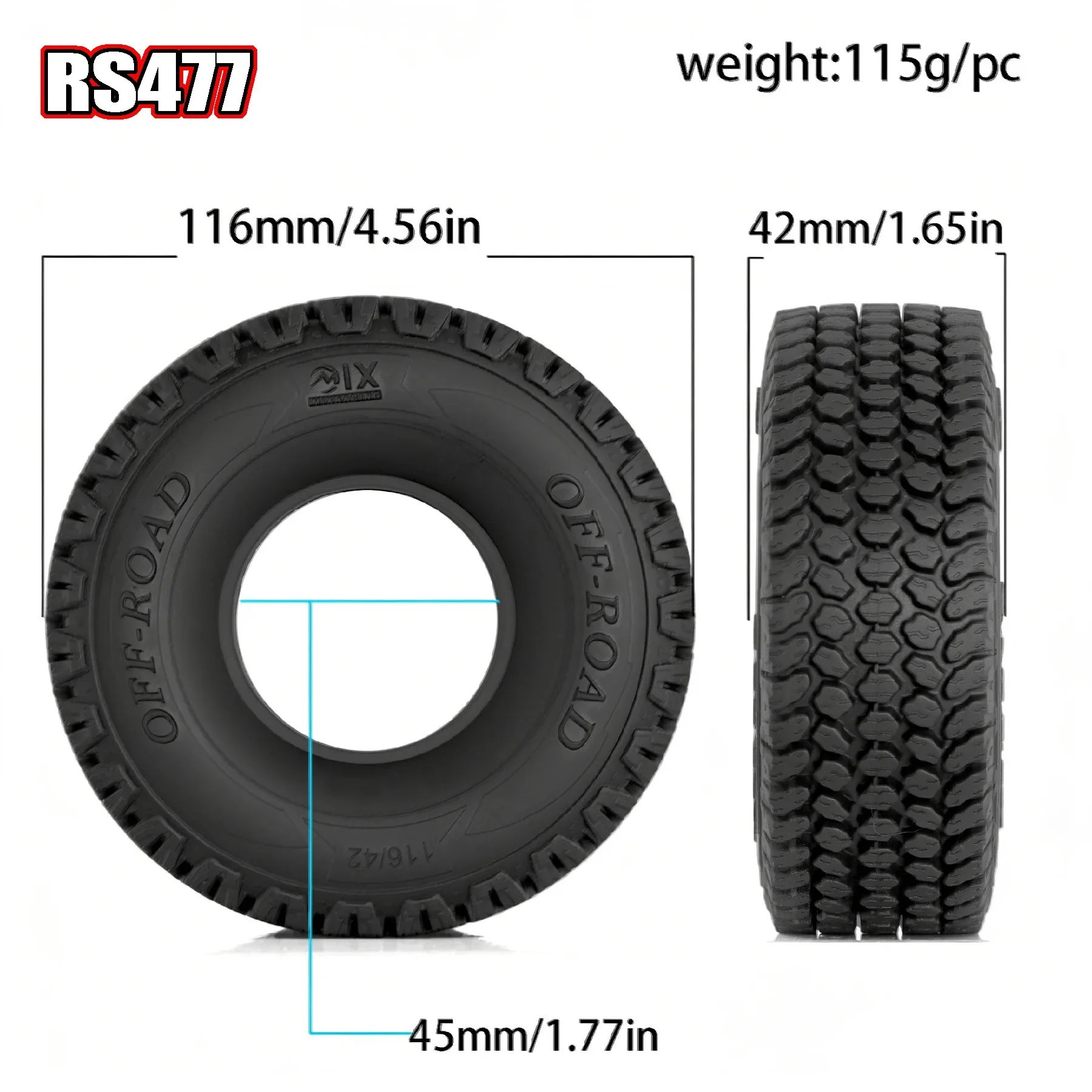 4Pcs 1.9 Inch 1/10 RC Crawler Rubber Tires Dual-Stage EVA Foam Inserts Offroad Tyres for TRX4 TRX6 Axial SCX10 RC Car Accessorie