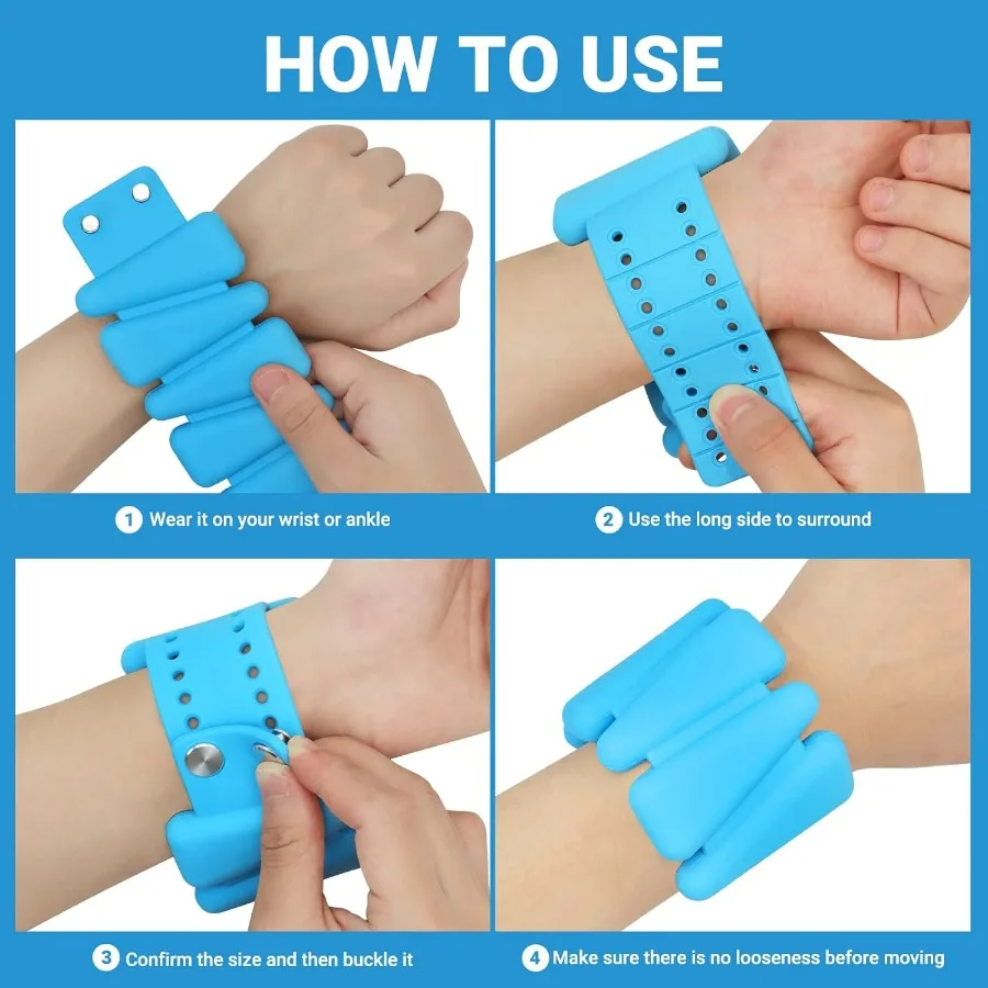 MXiiXM مجموعة أوزان معصم من السيليكون قابلة للتعديل مكونة من 2 للنساء والرجال يمكن ارتداؤها لأوزان الكاحل والمعصم مثالية لليوجا والرقص والبيلاتيس P