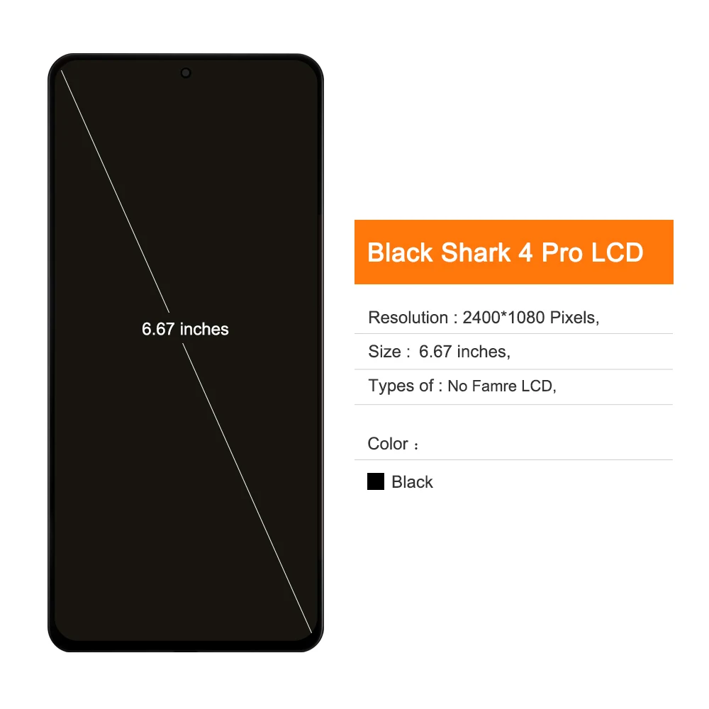 Pantalla LCD para teléfono móvil Xiaomi, digitalizador de pantalla táctil para modelo Black Shark 4, Shark PRS-H0 y A0, 100% de prueba