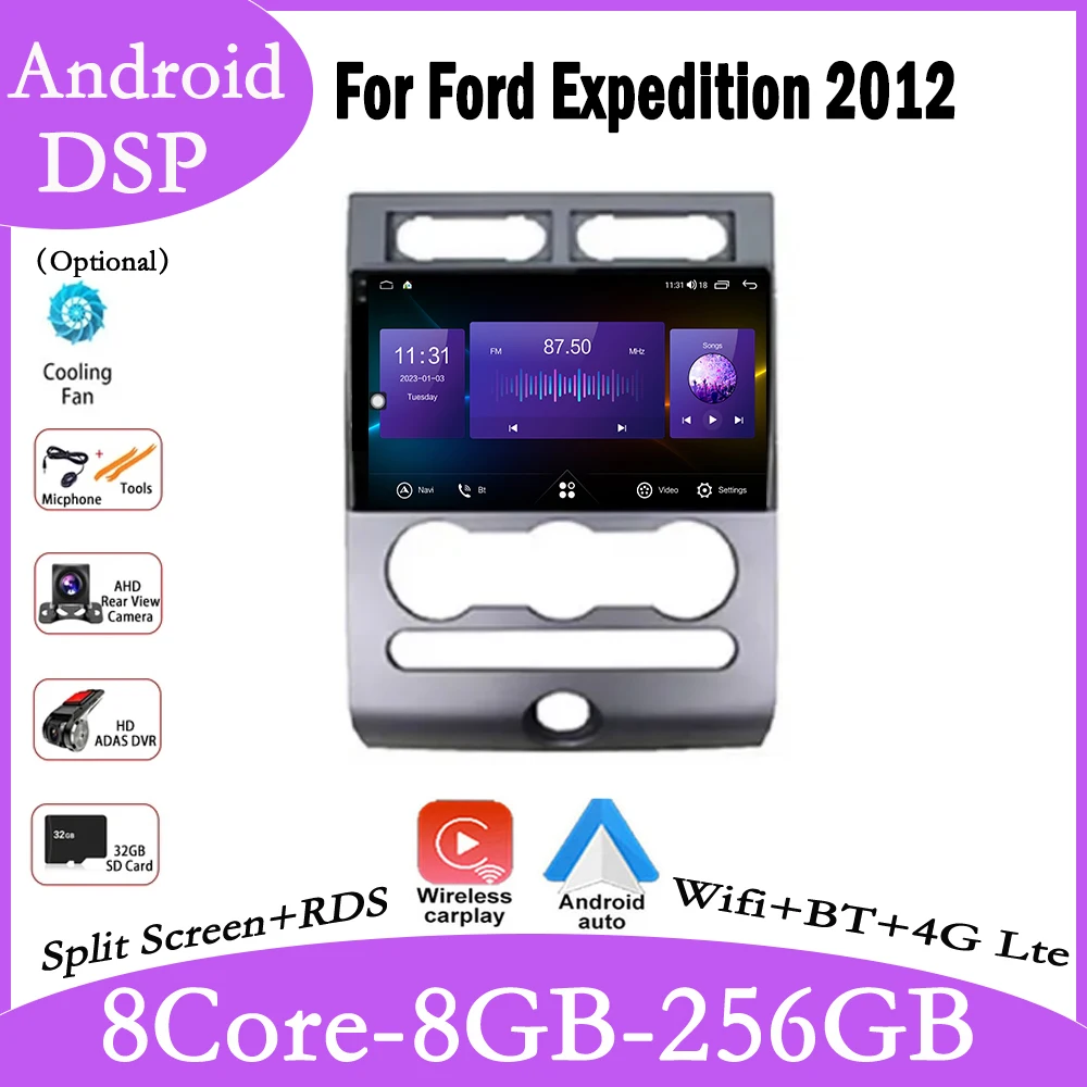 9 zoll Android 14 Für Ford Expedition 2012 Auto Radio Multimedia Video Player Navigation GPS 4G + WIFI Stereo auto