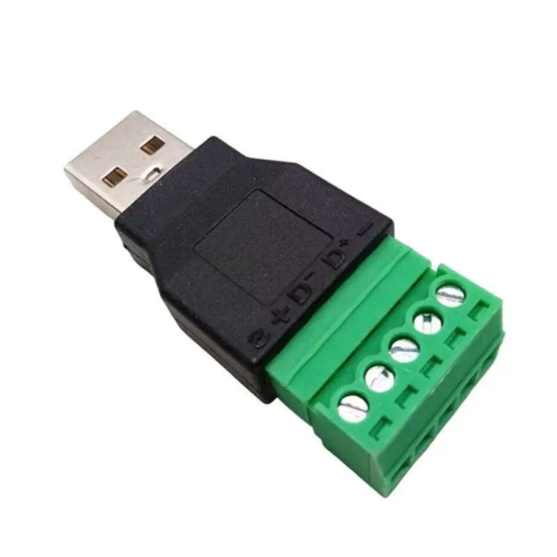 ABRI-USB 2.0 Type A Male/Female To 5 Pin Screw Connector No Soldering USB Jack USB2.0 To Screw Terminal Adapter Plug