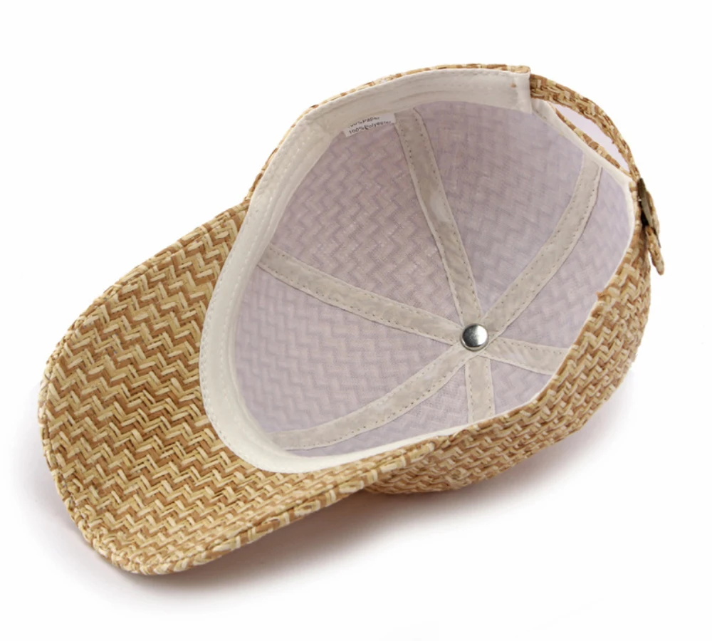 HT5124 Frühling Sommer Sonnenhut Kappe für Männer Frauen Atmungsaktive Stroh-Baseballkappe Unisex Verstellbare Modische 6-Panel Snapback-Kappe – Detail 11