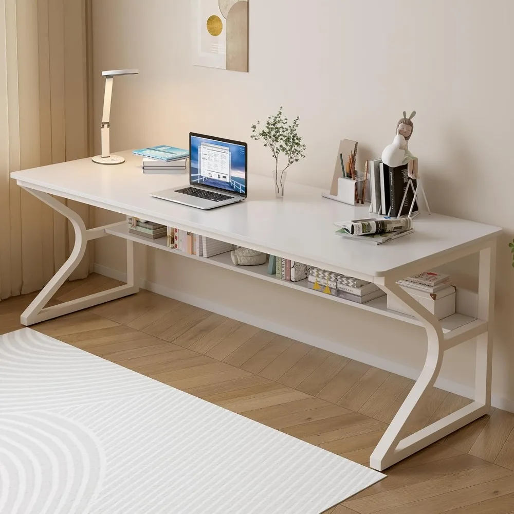 Extra Long Desk with Bookshelf - 71