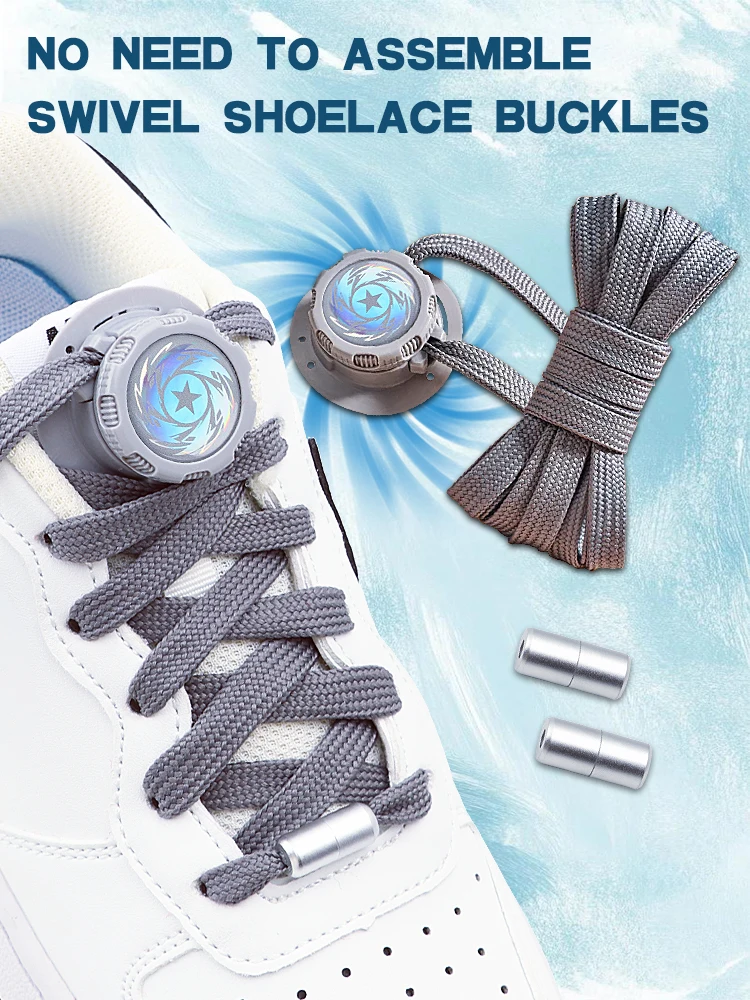 Automatische Flache Schnürsenkel ohne Binden für Freizeitschuhe mit Drehverschluss für Erwachsene und Kinder Sneaker Schnürsenkel ohne Binden – Detail 1