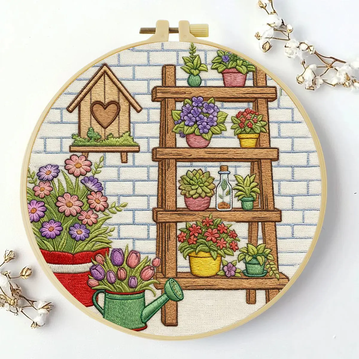 1 Stück 20X20CM/15X15CM 7,87/6,3 Zoll Meerblick Stickerei Starter-Kit DIY-Kit DIY-Stickerei-Set für Anfänger – Detail 2