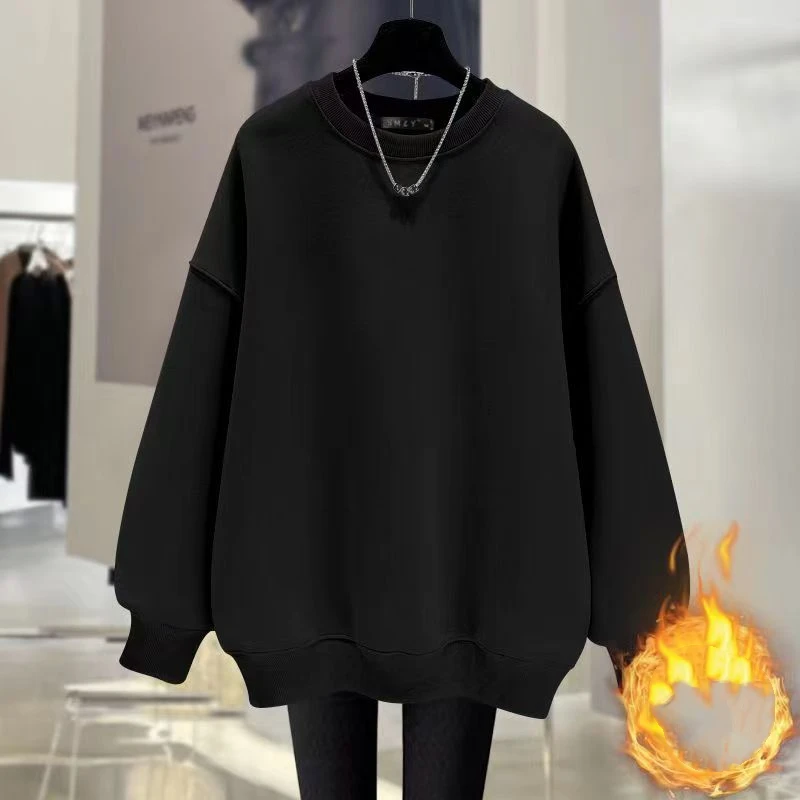 High Street Pullover Lantern Long Sleeve Hoodies Autumn Winter Flocking Letter Printing Women's Clothing Young Style Tops