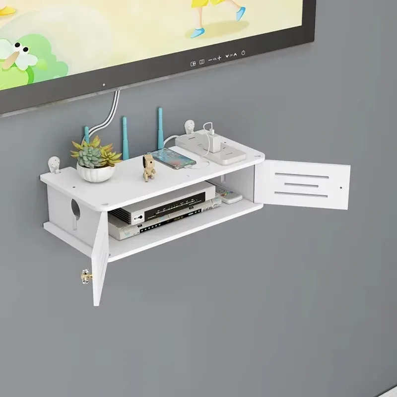 WIFI Router Wall Mounted Organizer Shelf Cable Power Plus Wire TV Set-Top Box Storage Rack for Home Office Storage Supplies