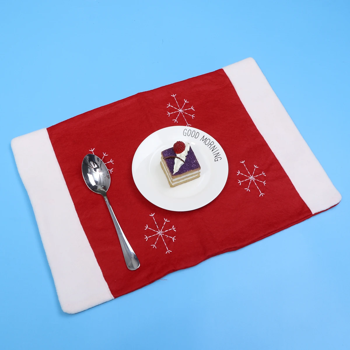 

Christmas Snowflake Placemat Table Mats Desk for Double Layer Tableware Fabric Pad