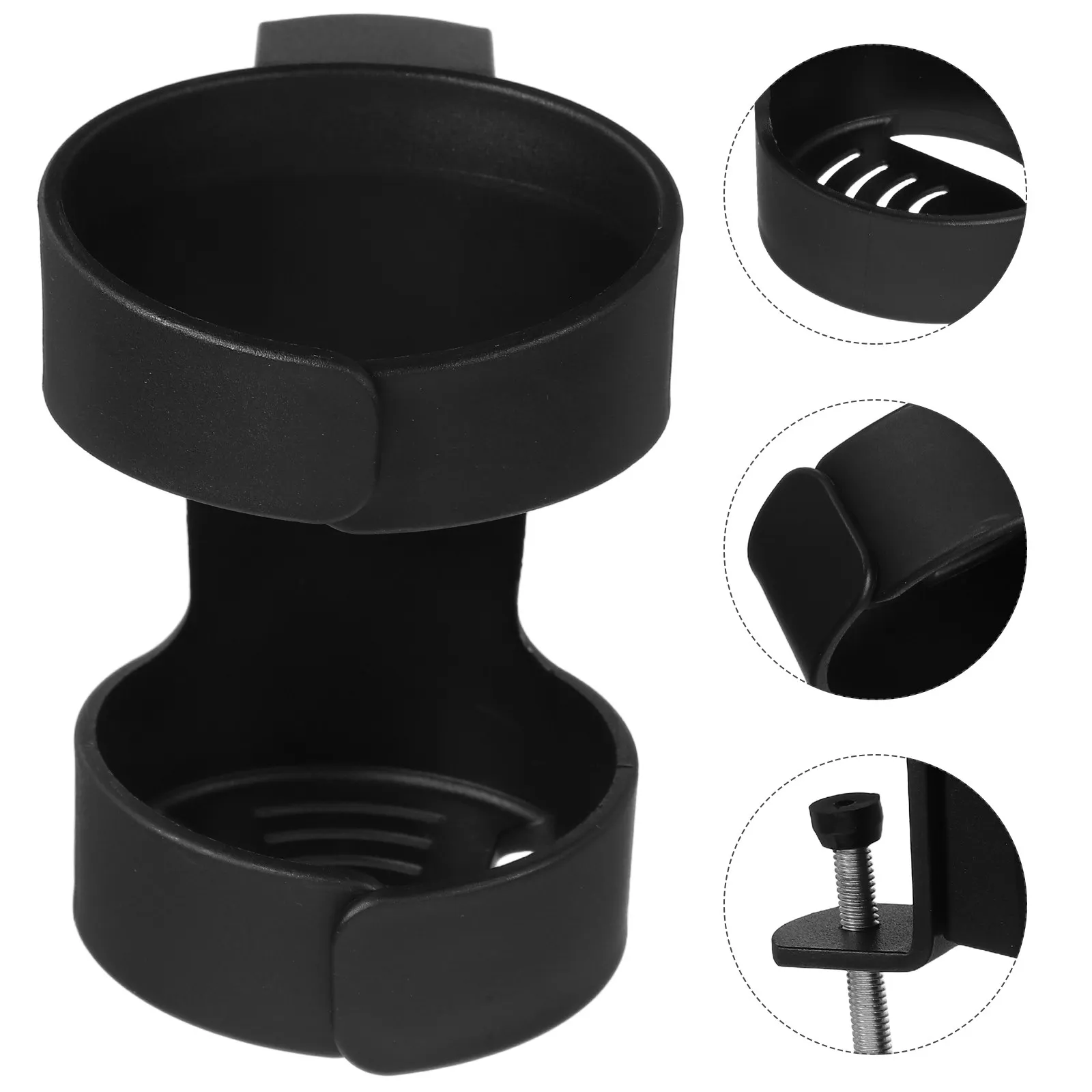 Adjustable Clamp-on Desk Cup Holder Metal Drink Holder for Mugs Bottles Cups Mount for Office Home Gaming Desk