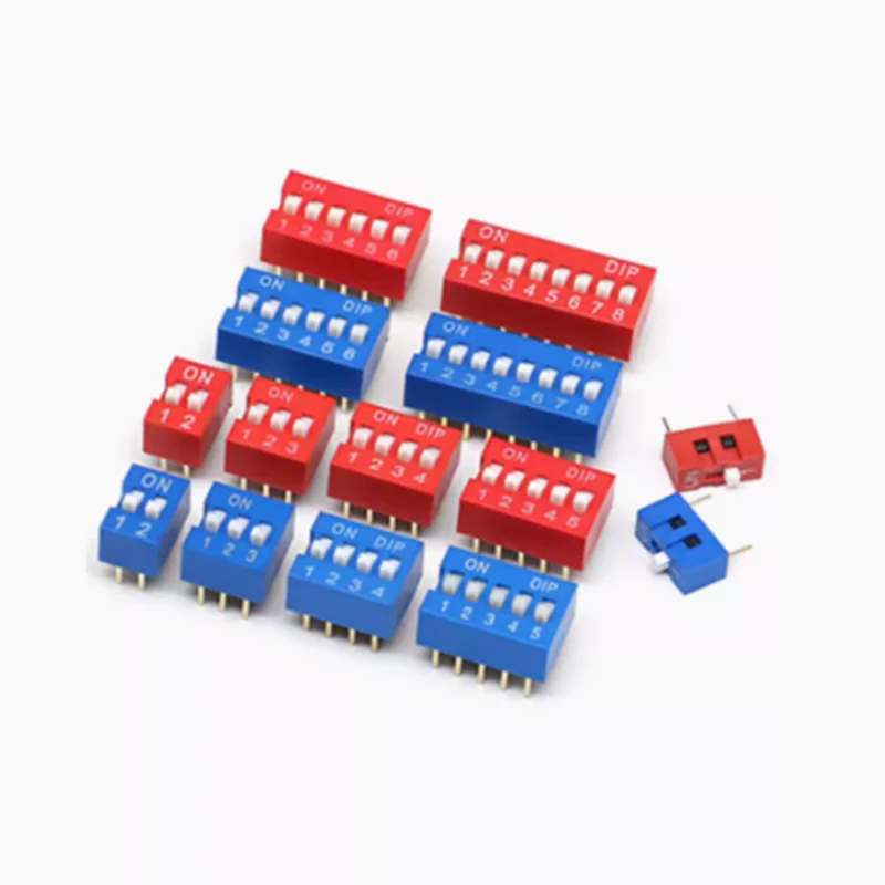 10pcs Slide Type Switch Module 1 2 3 4 5 6 7 8 10PIN DIP Toggle Switch Red Blue Snap Switch