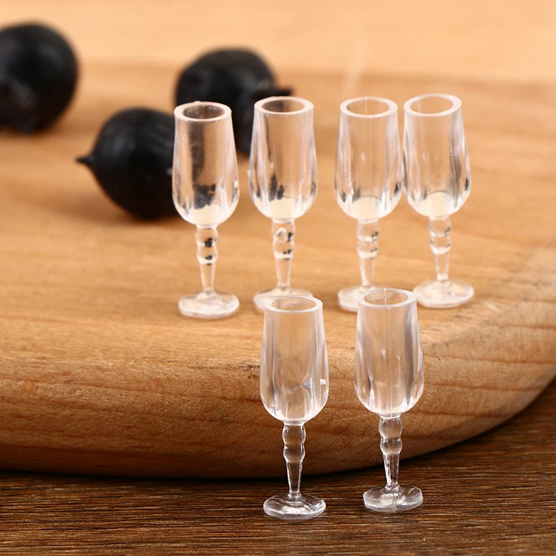 6Pcs 1/12 Dollhouse Miniature Wine Glass Mini Goblet Cup Toy for ob11 bjd Blythe Decoration Doll House Accessories