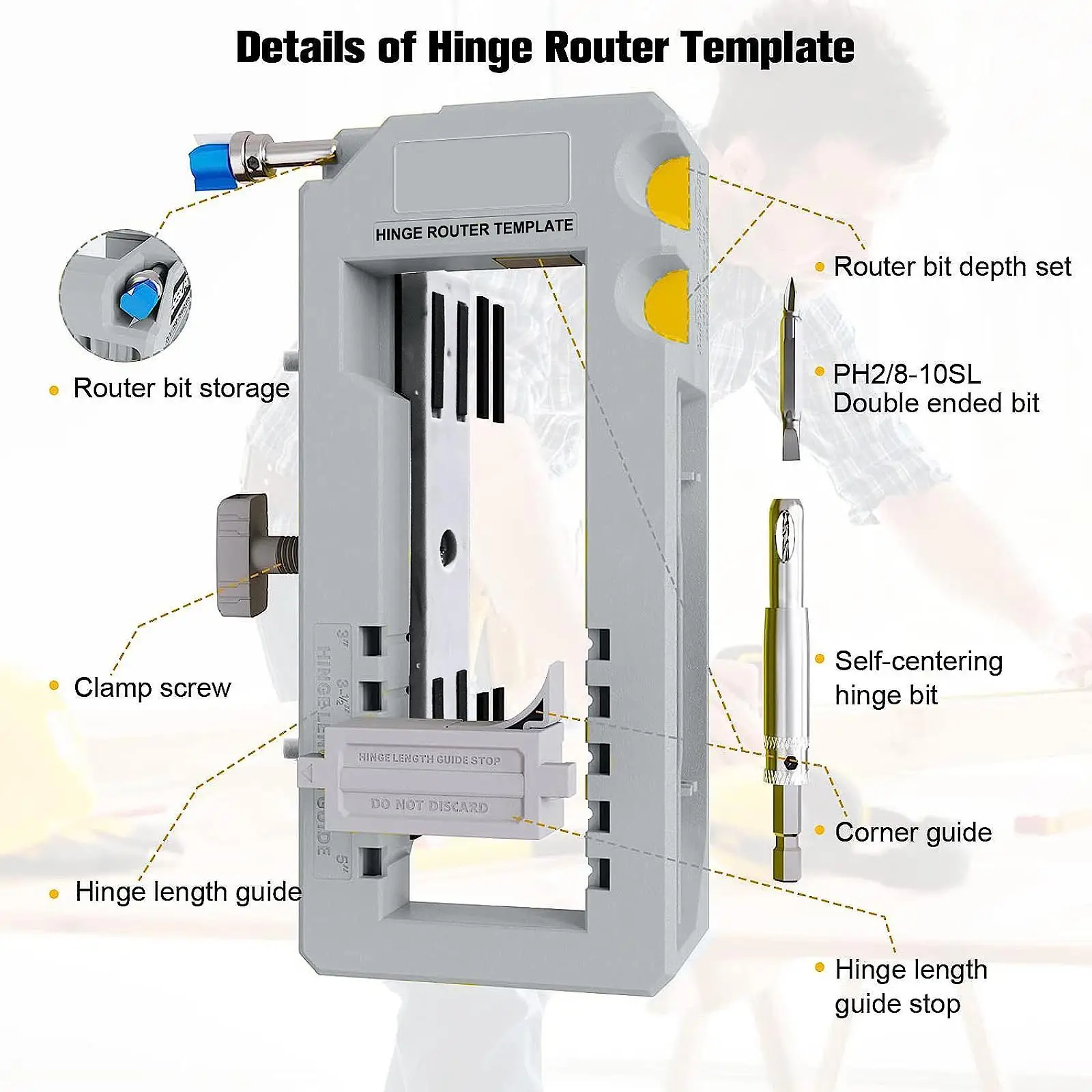 Door Hinge Jig Practical Easy to Install Wear Resistant Convenient Portable Hand Tool Hinge Installation Kit for DIY Carpenter