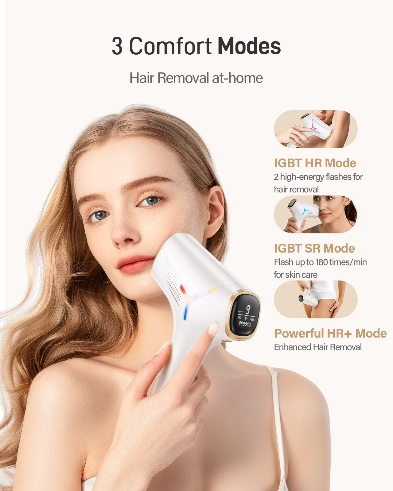 Épilateur laser IPL indolore pour hommes et femmes, 990000 flashs, corps, bikini, visage, permanent