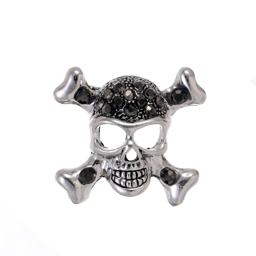 Vintage Skull Brooch Exaggerated Punk Style Brooch Halloween Western Style Suit Hat Pin Accessory