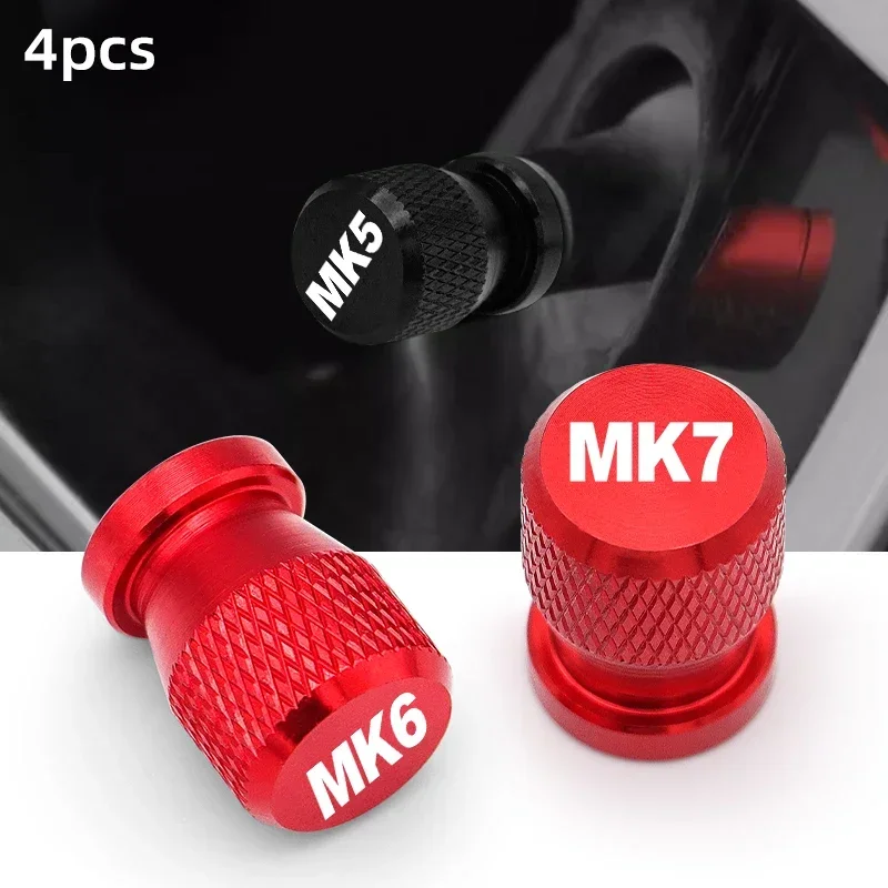 4Pcs Car Wheel Tire Valve Caps Airdust Covers for VW MK4 MK5 MK6 MK7 MK8 Gti GOLF R Car Decor Airdust Waterproof Car Accessories