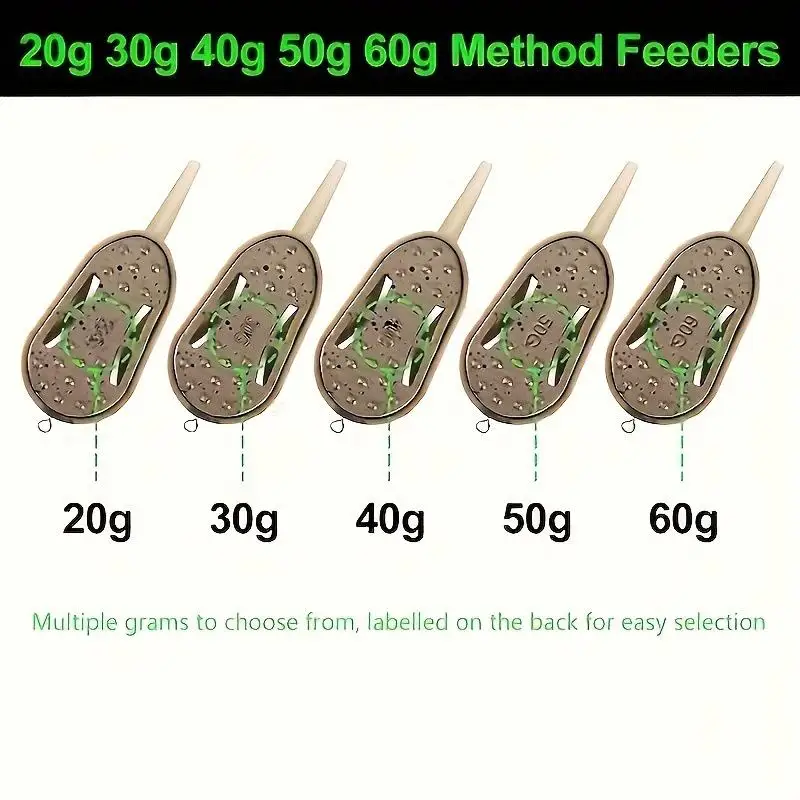 2/5 Pcs 20g/30g/40g/50g/60g Method Feeder Fishing Inline Feeder Carp Fishing Feeder Device Kit Feeder Carp Fishing Hair Rigs view 2