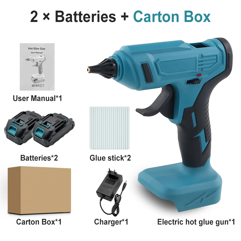 Podofo Elektrische Klebepistole mit Batterien Kabellose Heißklebepistole Elektrowerkzeug Düse 11mm DIY Reparaturwerkzeug 100W Elektrisches Reparaturwerkzeug – Detail 9