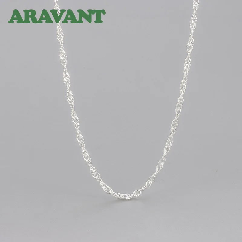 ARAVANT 925 Silver Water Wave Chain Necklace For Women Fashion Jewelry