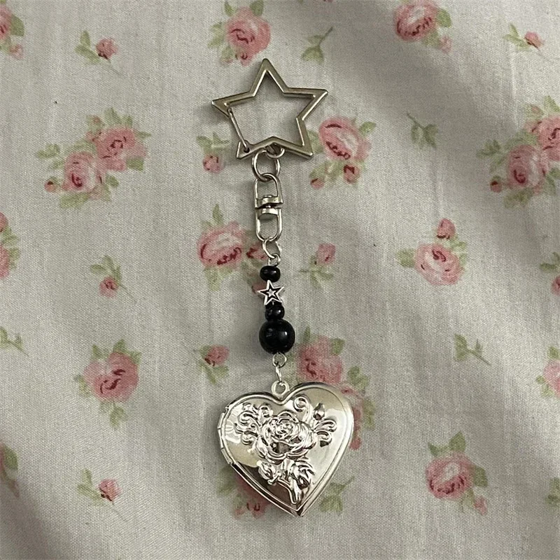 Grunge y2k Heart Locket Stargirl Keychain Handmade Coquette Fairy core Heart-Shaped Small Box Keychains