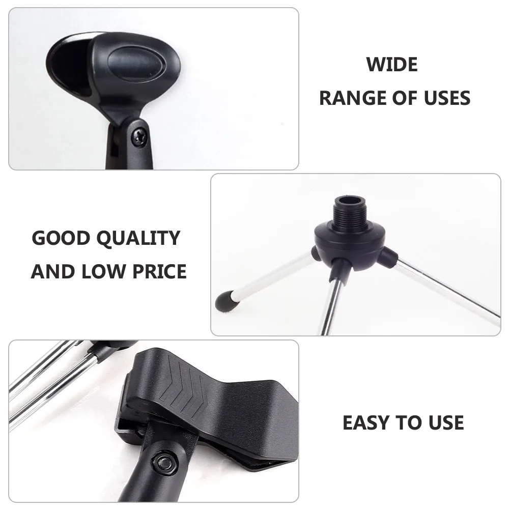 

2Pcs Durable Plastic Microphone Tripod Stand Rotatable Head Triangular Desktop Microphone Holder for Broadcast Lecture