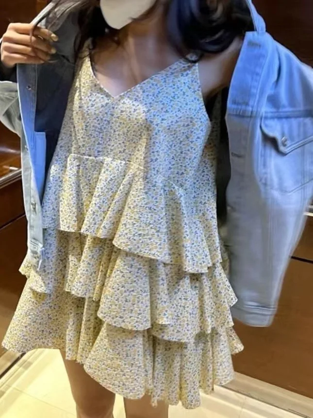 Vestido retrô com estampa floral, vestido f chique, doce, design anti-envelhecimento, saia em camadas, e, roupa...