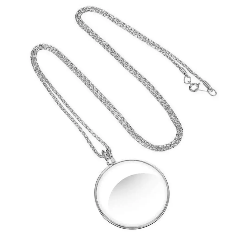 Handig Leesketting Vergrootglas Duurzaam Mini 5x Vergrootglas High Definition Goud/Zilver Sleutelbeen Ketting Studeren