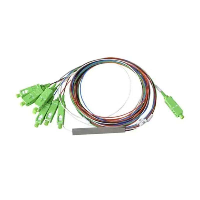 1x8 PLC Fiber Optic Splitter Equipped With SC Connector Single Mode Optical Component For FTTH PON Network Cable Termination