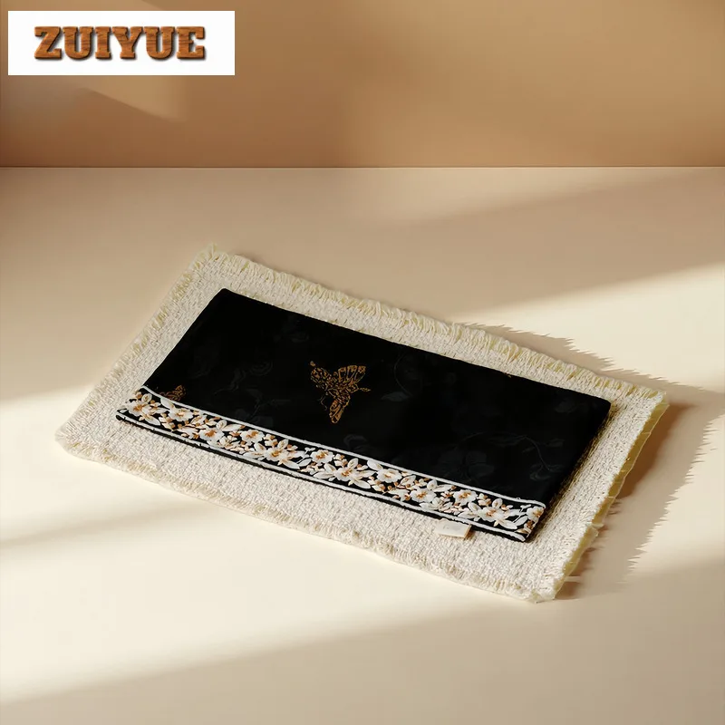 

Двухслойная ткань с вышивкой, коврики для чайного стола, старинная подставка для напитков, домашний коврик для обеденного стола, принадлежности для чайного набора, украшение