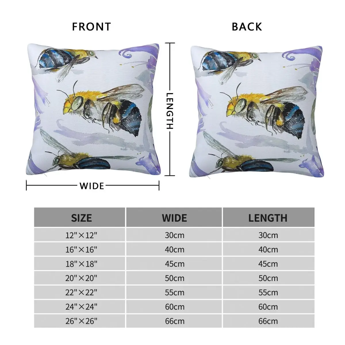 Australian Blue Banded Bees Square Pillowcase Polyester Linen Velvet Pattern Zip Decorative Throw Pillow Case Sofa Cushion Cover