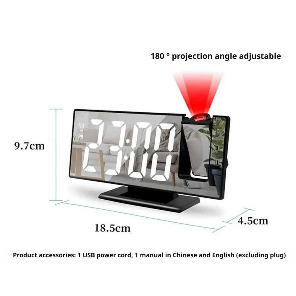 Customizable Digital Alarm Clock Weather Station Temperature Humidity Weather Forecast USB Powered Projector Home