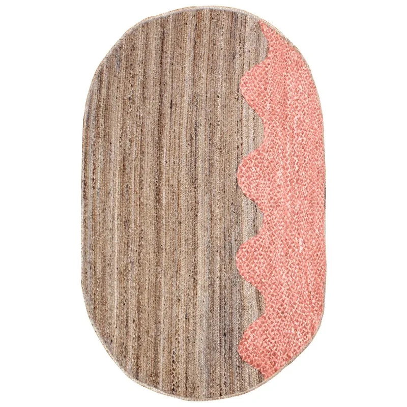 

Hallway Peach Kilim Handmade Cotton Jute Oval Carpet Living Room Runner Area Rug