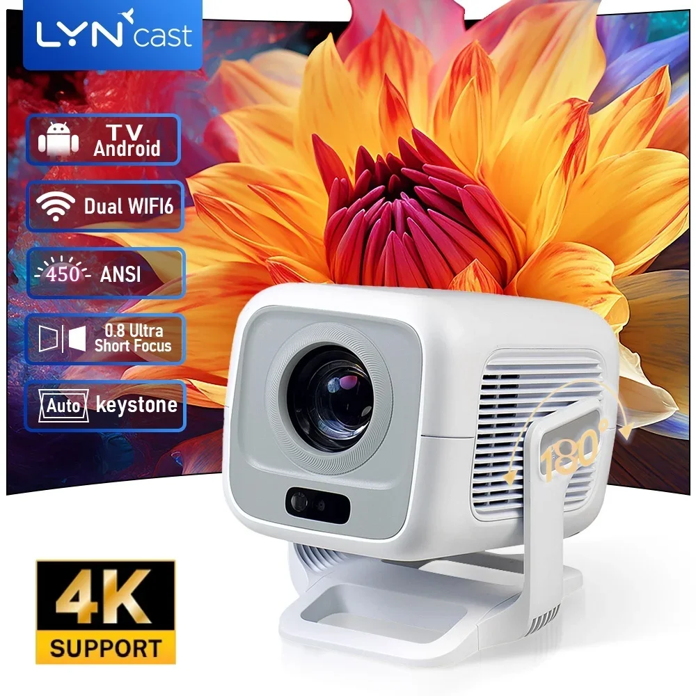 Proiettore HY300 aggiornato Supporto nativo 1080P Proiettore 4K 450ANSI X3AQ Wifi6 e BT5.4 Sistema Android 11.0 Proiettore Cinema portatile