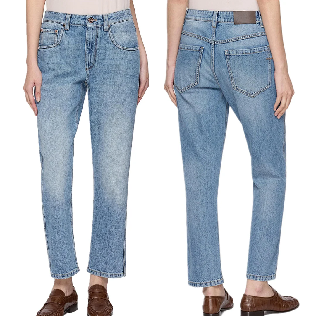 

Maxdutti Nordic Minimalist 2026 Spring/Summer Mid Waist Non Elastic Light Blue Cropped Jeans Women's Denim Pants Woman Clothes