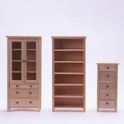 Dollhouse Mini Bookcase Shelves Storage Cabinets Bucket 1:12 Study Living Room Miniatures Doll Accessories Home Decor Decoration