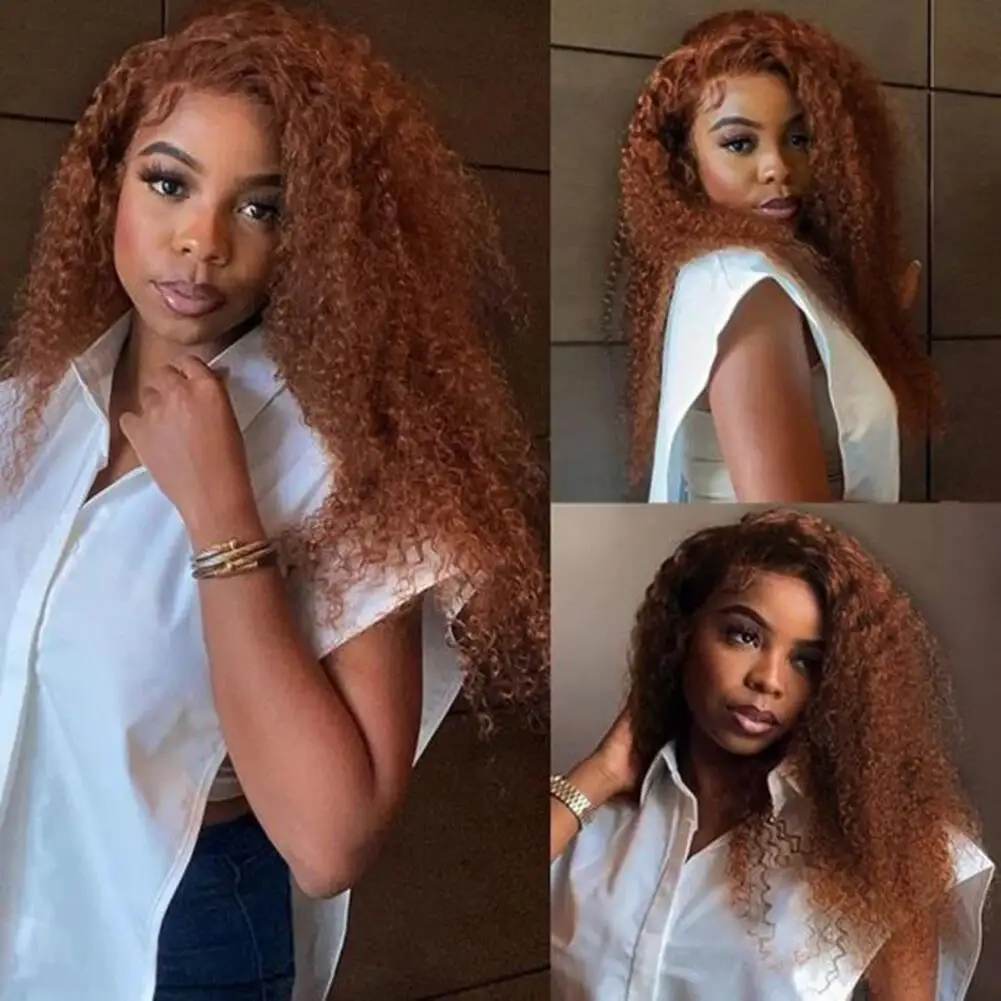 

Preplucked Kinky Curly Long 26inch Soft Dark Brown 180 Density Lace Front Wig For Women Natural Hairline Wig Synthetic Baby Hair