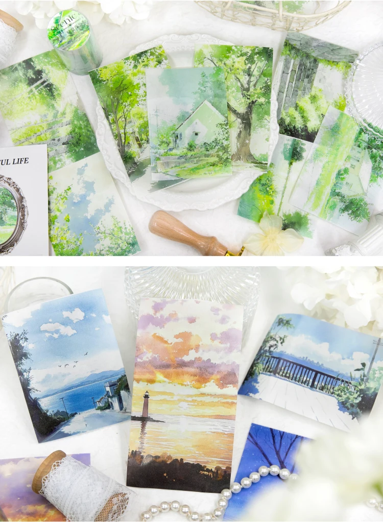 Journal GO 7,5x200cm Schönes Landschafts-Klebeband Aufkleber für Tagebuch Scrapbooking Handgemachtes DIY Junk Journal Zubehör Landschafts-Maskierband – Detail 15