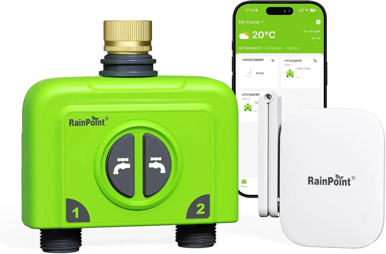 

WiFi Water Timer for Garden Hose, 2 Zone WiFi Sprinkler Controller, Smart Hose Timer Valve, Automatic Drip Irrigation System/Rai