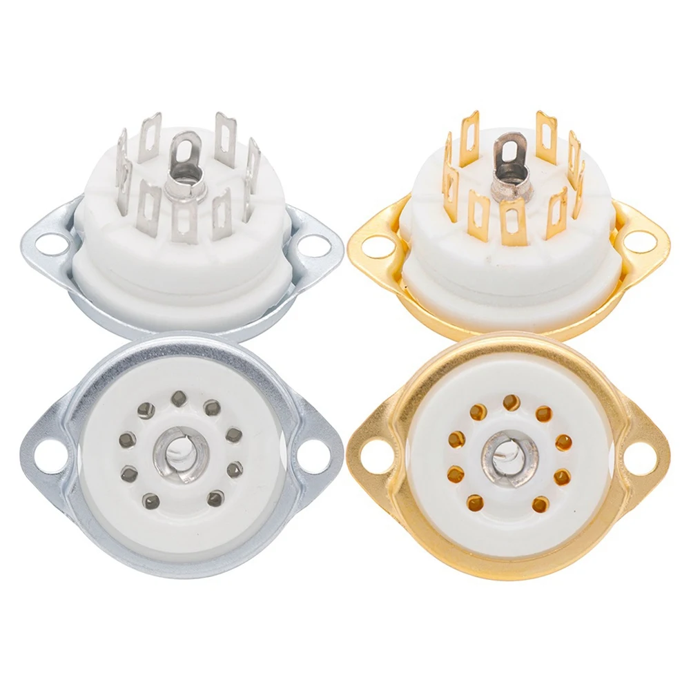 AD41-10PCS GZC9-F B9A جديد 9Pin مطلية بالذهب أنبوب مآخذ قاعدة السيراميك مناسبة ل