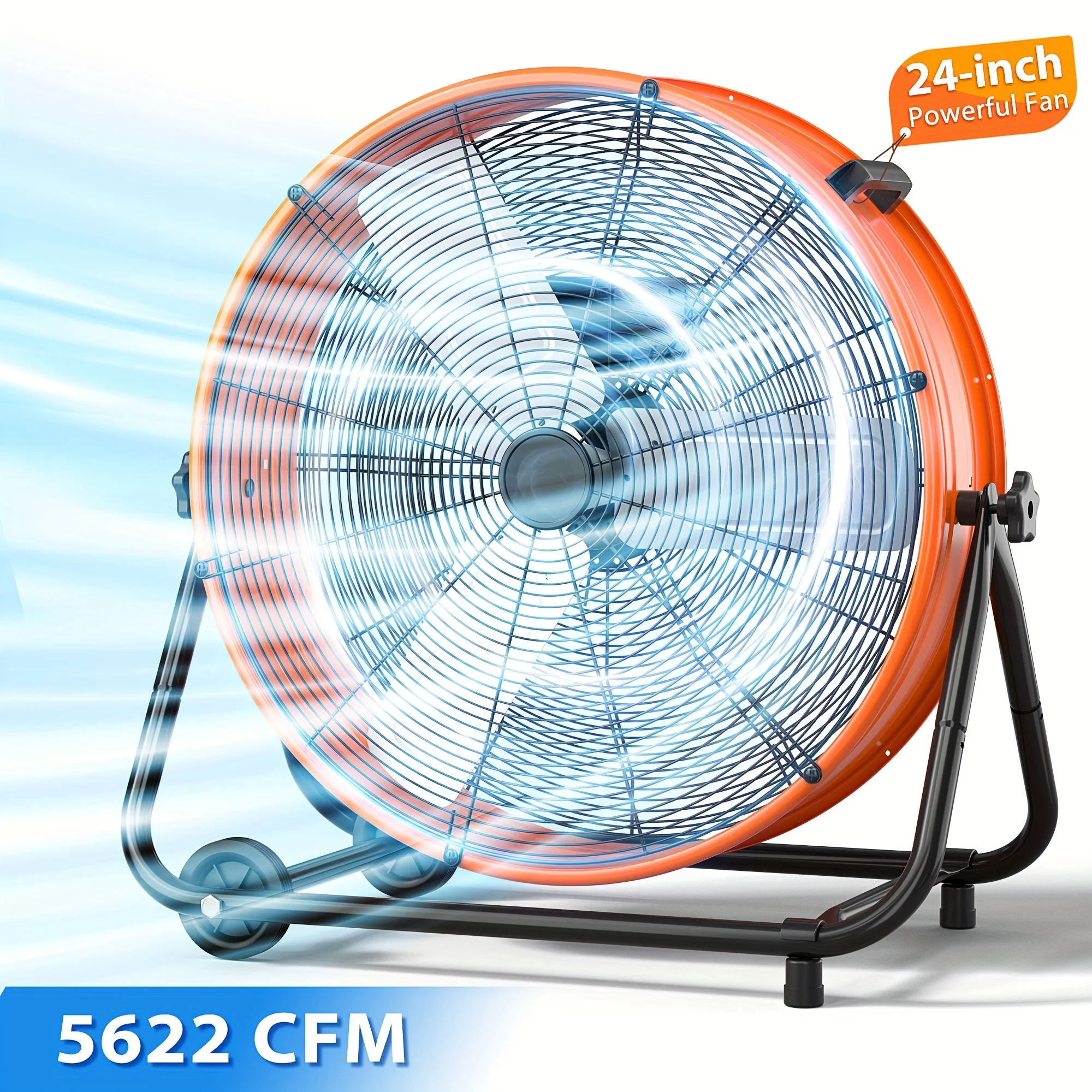 

12/24 Inch Floor Drum Fan, 3 Speeds Ventilator, Industrial High-speed Fan Prefect for Home, Office, Portable Fan for Garage/Camp
