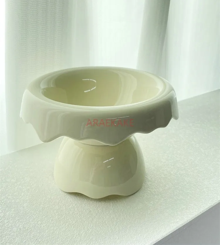 1set Petal cat bowl ceramic detachable high footed bowl, cervical protection dog food bowl, pet supplies feeding bowl