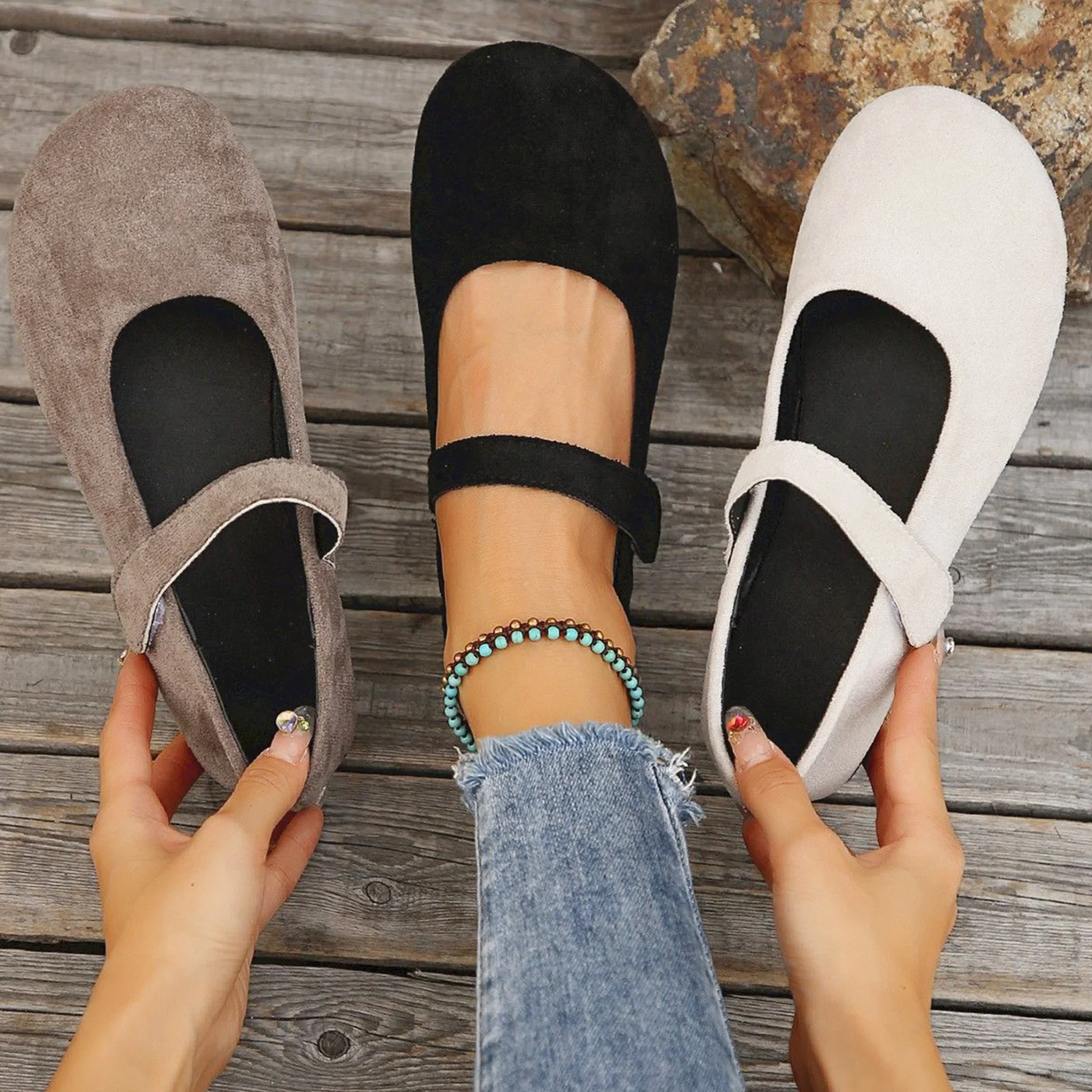 

Women Retro Single Shoe Female Fashion Flat Ballet Shoes Solid Color Shoes Lady Casual Shoes for Dance Performance