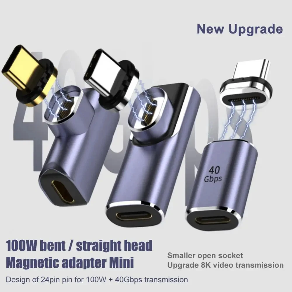 NNBILI 100W Thunderbolt3 Magnetic Adapter USB C To Type C 40Gbps  Fast Charging Magnet Converter Cable 8K@60Hz USB Type C Adapte
